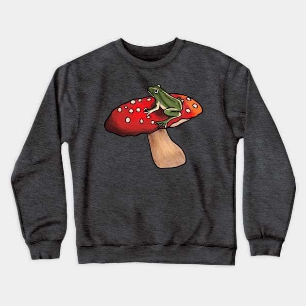 Frog on a Mushroom Crewneck Sweatshirt by Slightly Unhinged